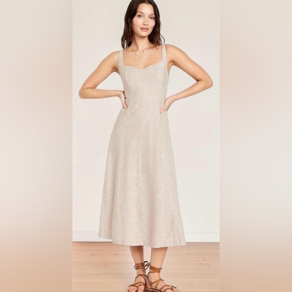 Old Navy Fit & Flare Sleeveless linen blend Midi Dress Medium